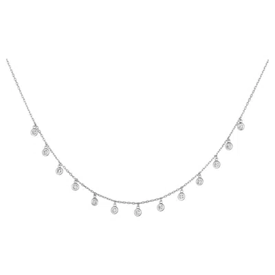 Pre-owned Morris & David 0.50 Carat Natural Diamond Drop Necklace G Si 14 Karat White Gold