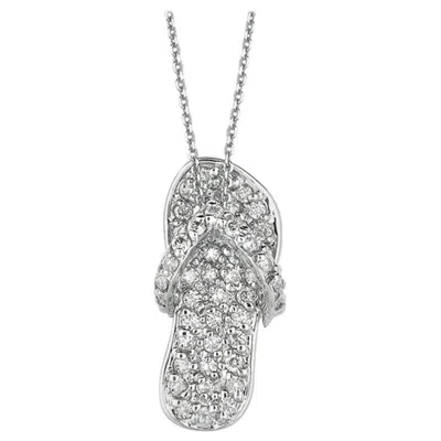 Pre-owned Morris & David 0.50 Carat Natural Diamond Flip Flop Necklace Pendant 14 Karat White Gold Chain