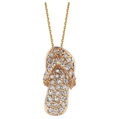 Pre-owned Morris & David 0.50 Carat Natural Diamond Flip Flop Necklace Pendant 14 Karat Yellow Gold Chain