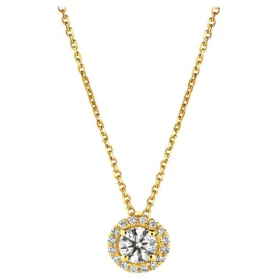 Pre-owned Morris & David 0.50 Carat Natural Diamond Halo Necklace 14 Karat Yellow Gold G Si Chain