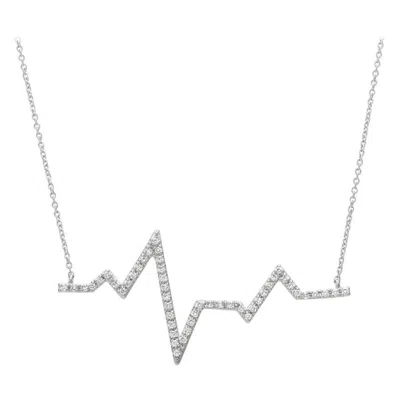 Pre-owned Morris & David 0.50 Carat Natural Diamond Heart Beat Necklace Pendant 14 Karat White Gold Chain
