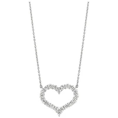 Pre-owned Morris & David 0.50 Carat Natural Diamond Heart Necklace 14 Karat White Gold