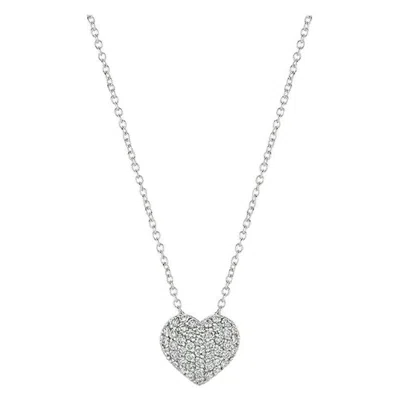 Pre-owned Morris & David 0.50 Carat Natural Diamond Heart Necklace Pendant 14 Karat White Gold G Si