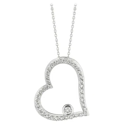 Pre-owned Morris & David 0.50 Carat Natural Diamond Large Heart Necklace Pendant 14 Karat White Gold