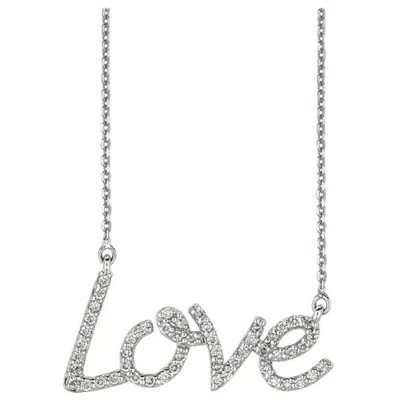 Pre-owned Morris & David 0.50 Carat Natural Diamond Love Necklace Pendant 14 Karat White Gold G Si