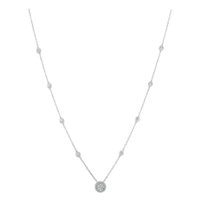 Pre-owned Morris & David 0.50 Carat Natural Diamond Necklace 14 Karat White Gold G Si
