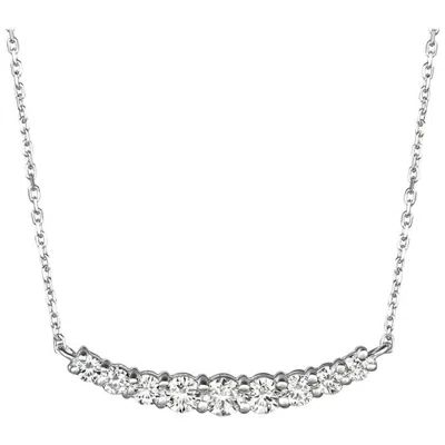 Pre-owned Morris & David 0.50 Carat Natural Diamond Necklace 14 Karat White Gold G Si 9 Stones