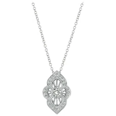Pre-owned Morris & David 0.50 Carat Natural Diamond Necklace 14 Karat White Gold G Si Chain