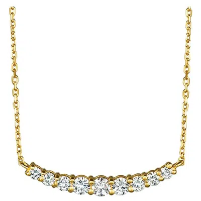 Pre-owned Morris & David 0.50 Carat Natural Diamond Necklace 14 Karat Yellow Gold G Si 9 Stones