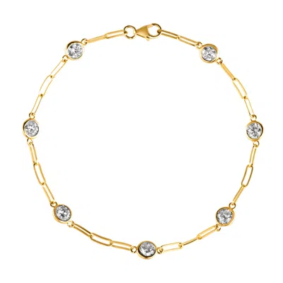 Pre-owned Morris & David 0.50 Carat Natural Diamond Paper Clip Bracelet G Si 14k Yellow Gold