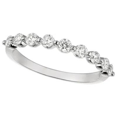 Pre-owned Morris & David 0.50 Carat Natural Diamond Ring G Si 14 Karat White Gold 9 Stones