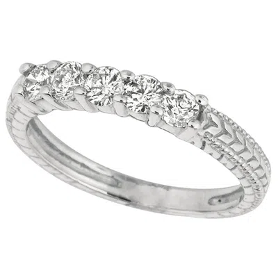 Pre-owned Morris & David 0.50 Carat Natural Diamond Ring G Si 14k White Gold 5 Stones