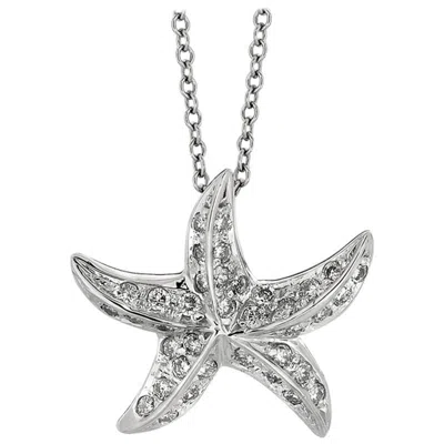 Pre-owned Morris & David 0.50 Carat Natural Diamond Starfish Necklace Pendant 14 Karat White Gold Chain