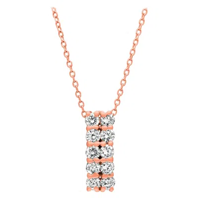 Pre-owned Morris & David 0.50 Carat Natural Diamond Two Rows Necklace 14 Karat Rose Gold G-h Si In Red