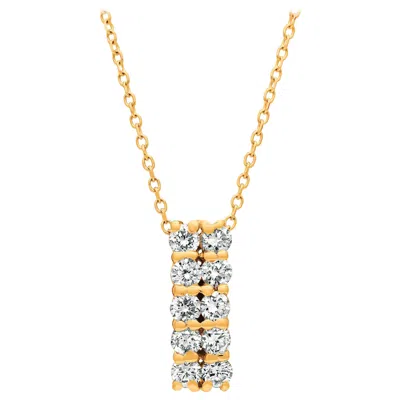 Pre-owned Morris & David 0.50 Carat Natural Diamond Two Rows Necklace 14 Karat Yellow Gold G-h Si