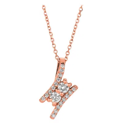 Pre-owned Morris & David 0.50 Carat Natural Diamond Two Stone Style Necklace 14 Karat Rose Gold G Si In Red