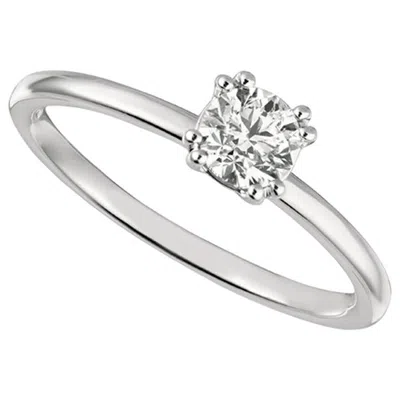 Pre-owned Morris & David 0.50 Carat Natural Round Cut Diamond Solitaire Ring G Si 14 Karat White Gold