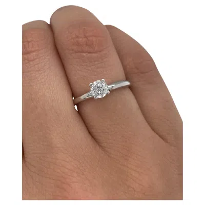 Pre-owned Morris & David 0.50 Ct Natural Round Cut Diamond Engagement Ring 14k White Gold