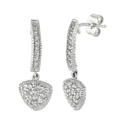 Pre-owned Morris & David 0.51 Carat Natural Diamond Drop Earrings G Si 14k White Gold
