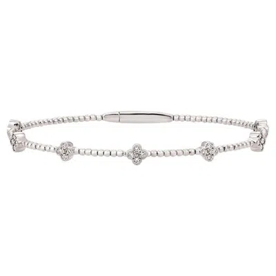 Pre-owned Morris & David 0.53 Carat Natural Diamond Flexible Clover Bracelet G Si 14k White Gold