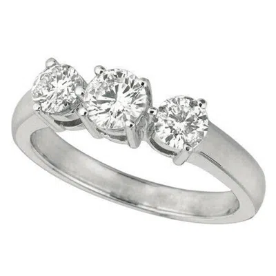 Pre-owned Morris & David 0.54 Carat 3 Stone Natural Diamond Ring G Si 14k White Gold