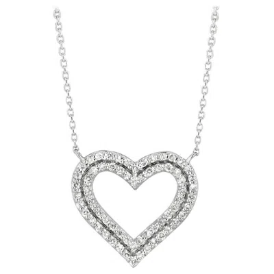 Pre-owned Morris & David 0.55 Carat Natural Diamond Double Heart Necklace Pendant 14 Karat Gold G Si In Multi