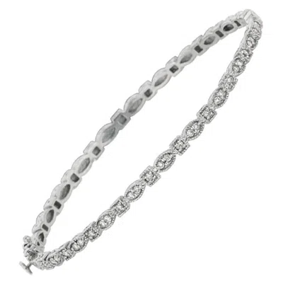 Pre-owned Morris & David 0.55 Carat Natural Diamond Marquise And Square Shape Bangle G Si 14 Karat Gold In Multi