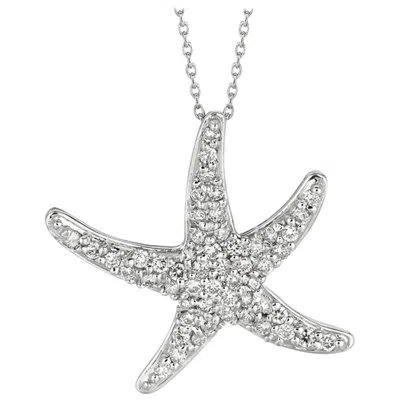 Pre-owned Morris & David 0.55 Carat Natural Diamond Starfish Necklace Pendant 14 Karat White Gold Chain