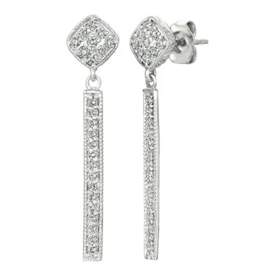 Pre-owned Morris & David 0.56 Carat Natural Diamond Bar Drop Earrings G Si 14k White Gold