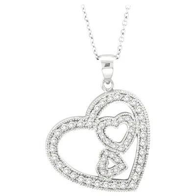 Pre-owned Morris & David 0.58 Carat Natural Diamond Heart Necklace Pendant 14 Karat White Gold G Si