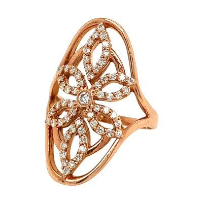 Pre-owned Morris & David 0.60 Carat Natural Diamond Cocktail Ring G Si 14 Karat Rose Gold In Red