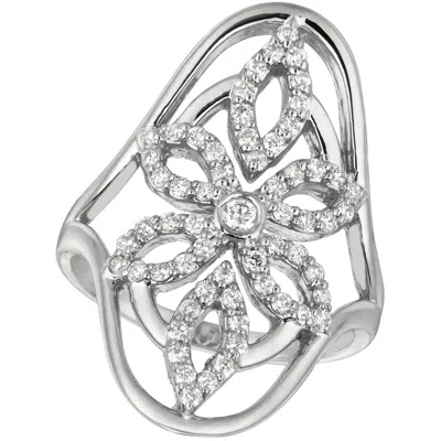 Pre-owned Morris & David 0.60 Carat Natural Diamond Cocktail Ring G Si 14 Karat White Gold