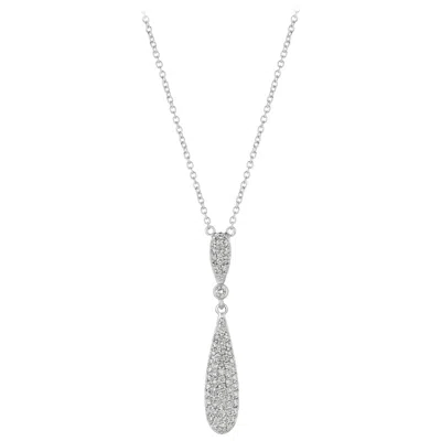 Pre-owned Morris & David 0.60 Carat Natural Diamond Drop Necklace 14 Karat White Gold G Si