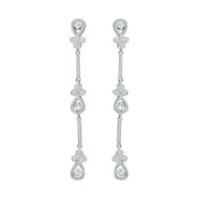 Pre-owned Morris & David 0.61 Carat Natural Diamond Drop Chandelier Stiletto Earrings G Si 14k White Gold