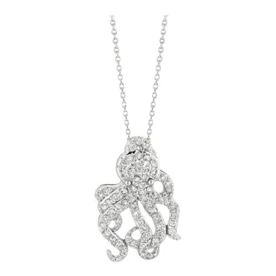 Pre-owned Morris & David 0.61 Carat Natural Diamond Octopus Necklace 14 Karat White Gold G Si Chain
