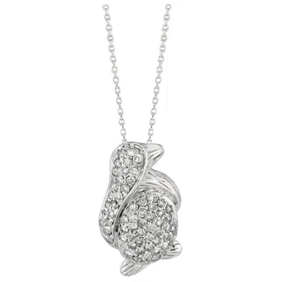 Pre-owned Morris & David 0.61 Carat Natural Diamond Penguin Pendant Necklace 14 Karat White Gold