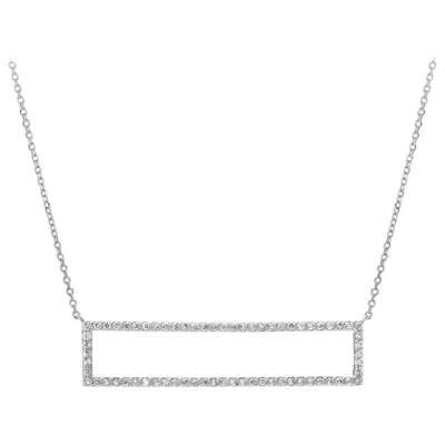 Pre-owned Morris & David 0.61 Carat Natural Diamond Rectangle Necklace 14 Karat White Gold