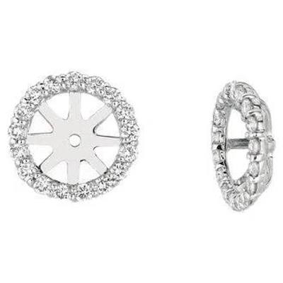 Pre-owned Morris & David 0.61 Ct 2 Pointers Natural Diamond Jacket Earrings 14k White Gold Center 8 Mm