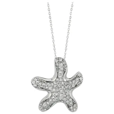 Pre-owned Morris & David 0.62 Carat Natural Diamond Starfish Necklace 14 Karat White Gold