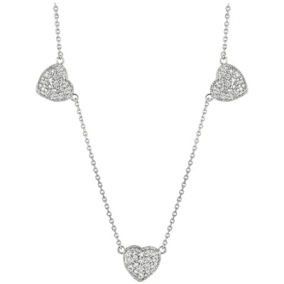 Pre-owned Morris & David 0.65 Carat Natural Diamond Heart Necklace 14 Karat White Gold G Si