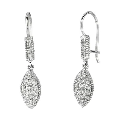 Pre-owned Morris & David 0.65 Carat Natural Diamond Marquise Shape Drop Earrings G Si 14k White Gold
