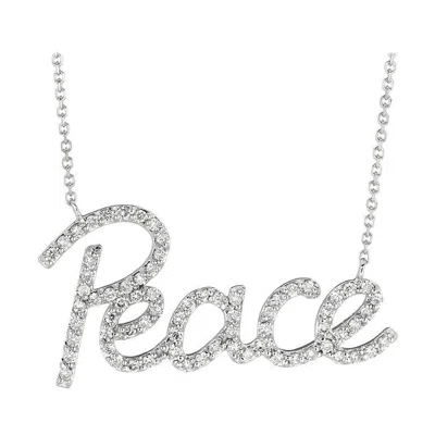 Pre-owned Morris & David 0.65 Carat Natural Diamond Peace Necklace Pendant 14 Karat White Gold Chain