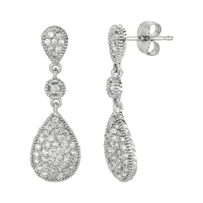 Pre-owned Morris & David 0.65 Carat Natural Diamond Pear Drop Earrings G Si 14k White Gold