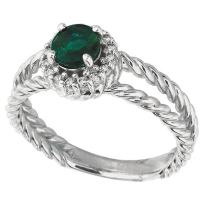 Pre-owned Morris & David 0.65 Carat Natural Emerald And Diamond Ring 14 Karat White Gold