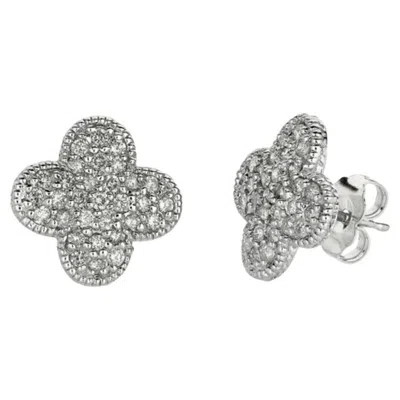 Pre-owned Morris & David 0.74 Carat Natural Diamond Earrings G Si 14k White Gold