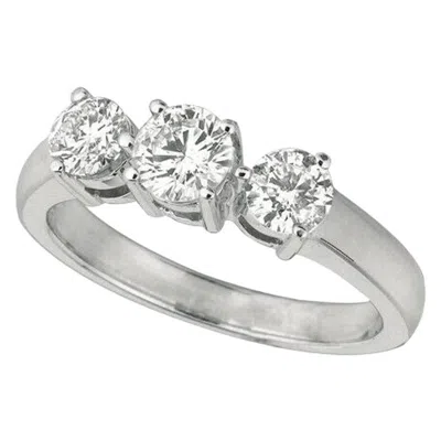 Pre-owned Morris & David 0.75 Carat 3 Stone Natural Diamond Ring G Si 14k White Gold