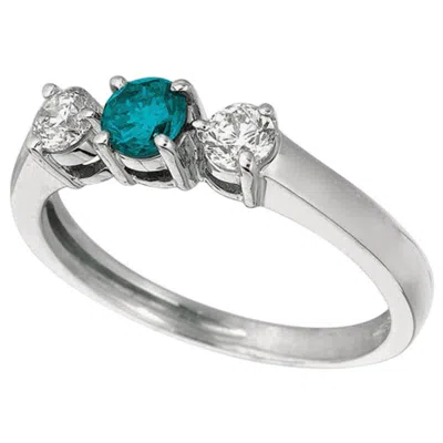 Pre-owned Morris & David 0.75 Carat 3 Stone Natural White And Blue Diamond Ring G Si 14 Karat White Gold