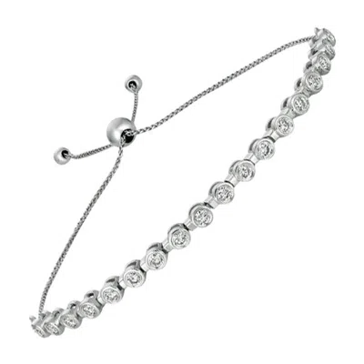 Pre-owned Morris & David 0.75 Carat Diamond Bolo Bezel Set Bracelet G Si 14k White Gold Adjustable
