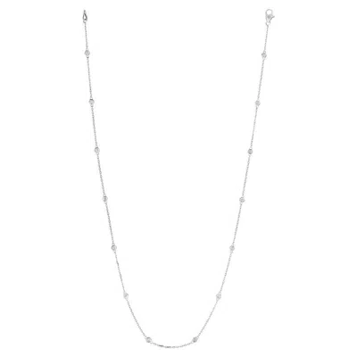 Pre-owned Morris & David 0.75 Carat Diamond By The Yard Necklace G Si 14 Karat White Gold 14 Stones