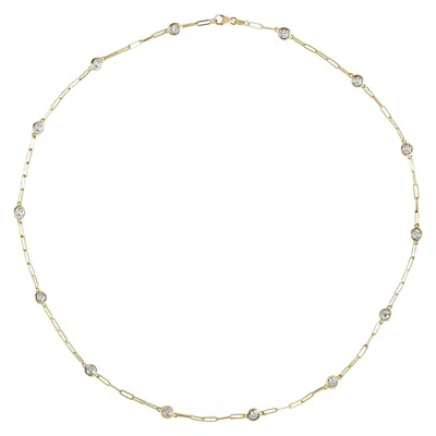 Pre-owned Morris & David 0.75 Carat Diamond By The Yard Paper Clip Necklace 14k Yellow Gold